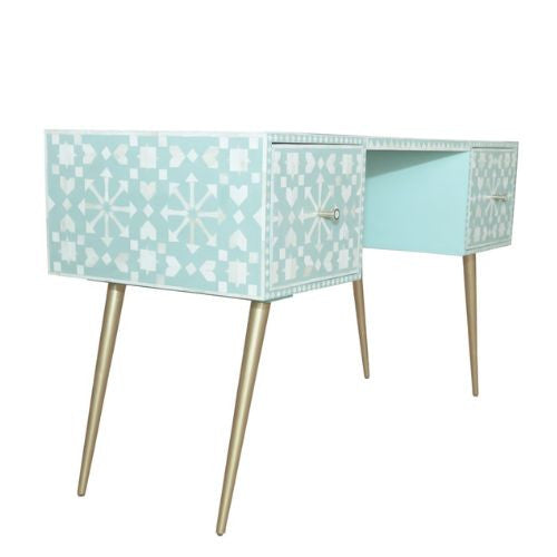 Bone Inlay Desk : Zelliges : Turquoise