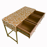 Bone Inlay Console with Brass Look Legs : Marguerite : Clay