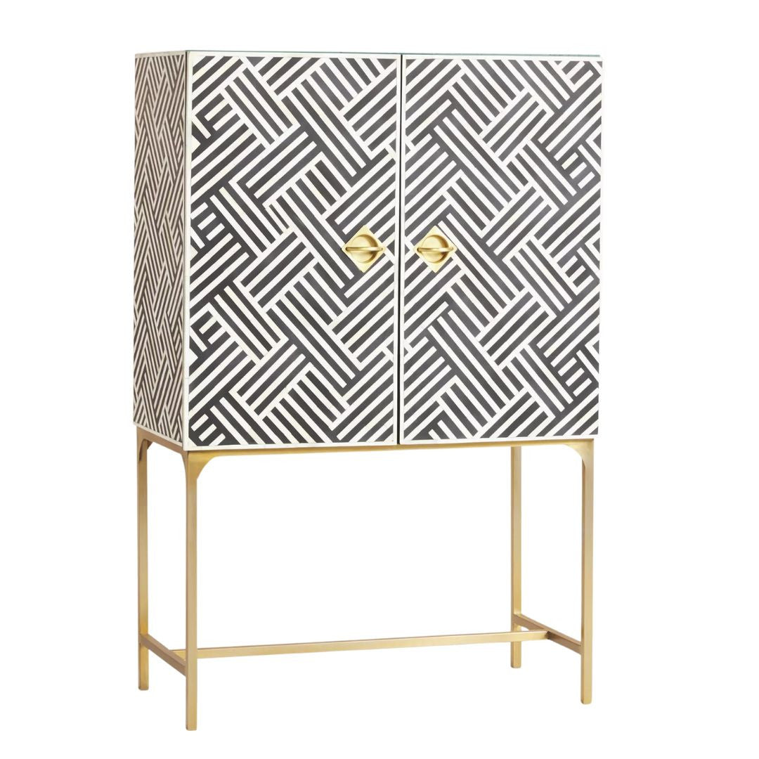 Bone Inlay Bar Cabinet : Criss Cross : Eucalyptus