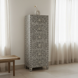 Mother of Pearl Inlay Tallboy : Floral : Grey