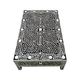 Bone Inlay Rectangular Coffee Table : Floral : Black