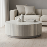 Bone Inlay Round Coffee Table : Stripe : Grey