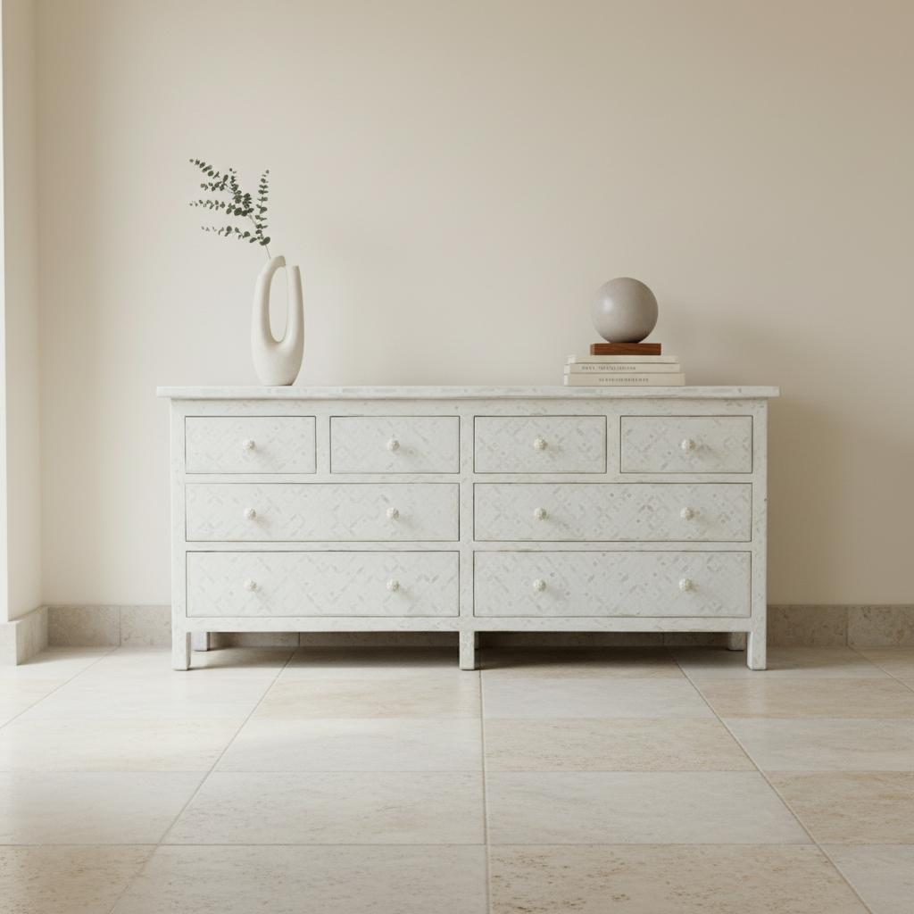 Bone Inlay Large Chest : Starburst : White