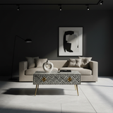 Bone Inlay Rectangular Coffee Table : Cross Cross : Black