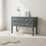 Bone Inlay 2 Drawer Chest : Hearts : Black