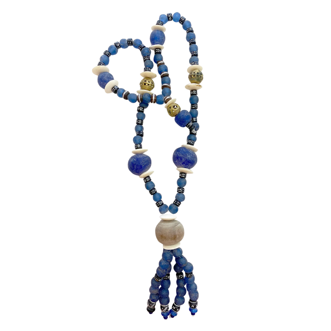 Handmade Recycled Glass & Bone Necklace