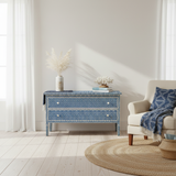 Bone Inlay 2 Drawer : Kilim : Blue