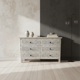 Dyed Bone Inlay 6 Drawer Chest : Moroccan : Grey