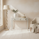 Bone Inlay Console : Floral : Grey