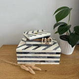 Bone Inlay Box : Zig Zag : Black & White