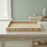 Bone Inlay Rectangular Tray : Zig Zag : Natural
