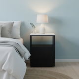 Marble Top Bedside wtih One Drawer : Black