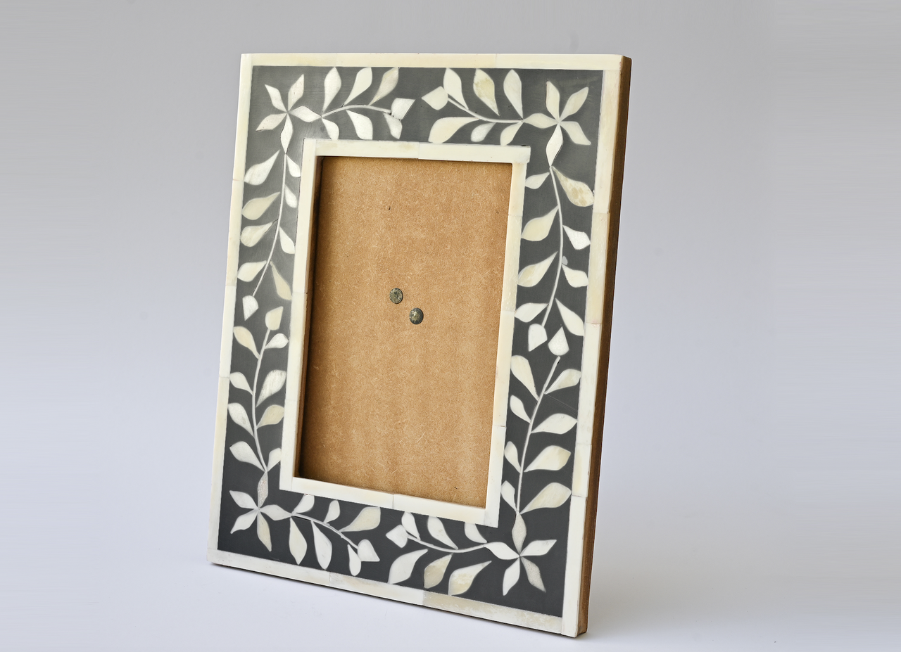Bone Inlay Floral Frame : Grey