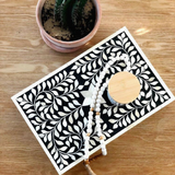 Bone Inlay Large Box : Floral : Black