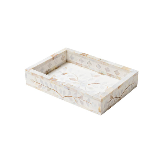 Mother of Pearl Inlay Mini Tray : Floral : White