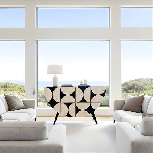 Bone Inlay Crescent Sideboard : Abstract : Black