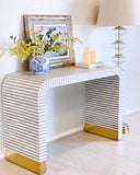 Bone Inlay Waterfall Console : Stripe : Grey