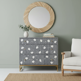 Bone Inlay 3 Drawer Chest : Striped Floral : Blue