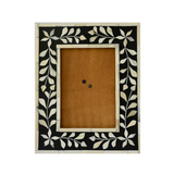 Bone Inlay Picture Frame : Floral : Black