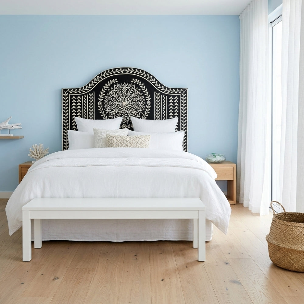 Bone Inlay Bedhead : Mandala : Noir