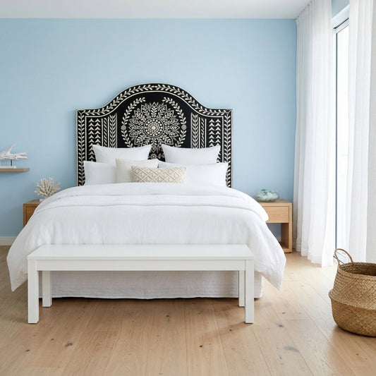 Bone Inlay Bedhead : Mandala : Noir