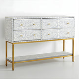 Bone Inlay 4 Drawer Sideboard : Liana : Grey