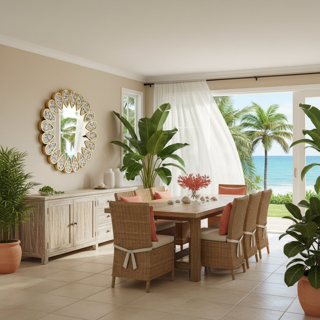 Mother of Pearl Inlay Petal Mirror : Grey