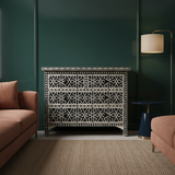 Bone Inlay 4 Drawer Chest : Abstract : Black