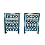 Bone Inlay Bedside Cabinet : Hexaflora : Dark Teal