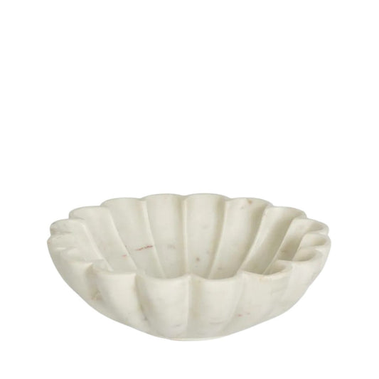 Marble Bowl : Fluted : White
