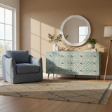 Bone Inlay 9 Drawer Sideboard : Zelliges : Aqua