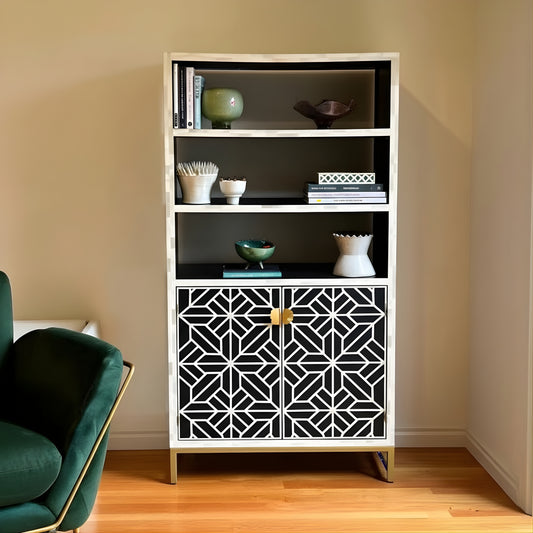 Bone Inlay Buffet and Hutch : Abstract : Black