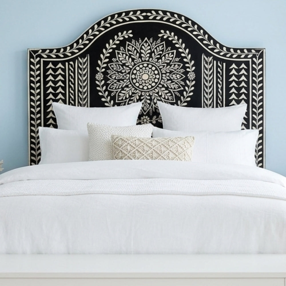 Bone Inlay Bedhead : Mandala : Noir
