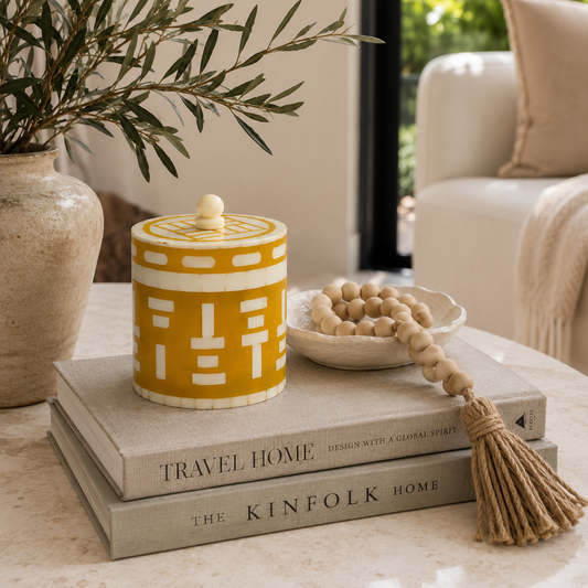Bone Inlay Miniature Canister : Axis: Saffron