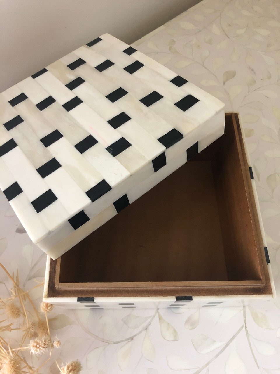 Bone Inlay Box : Squares : Monochrome