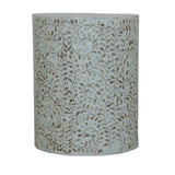 Mother of Pearl Inlay Side Table : Floral : White
