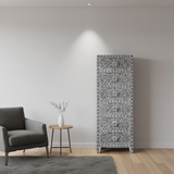 Mother of Pearl Inlay Tallboy : Floral : Grey