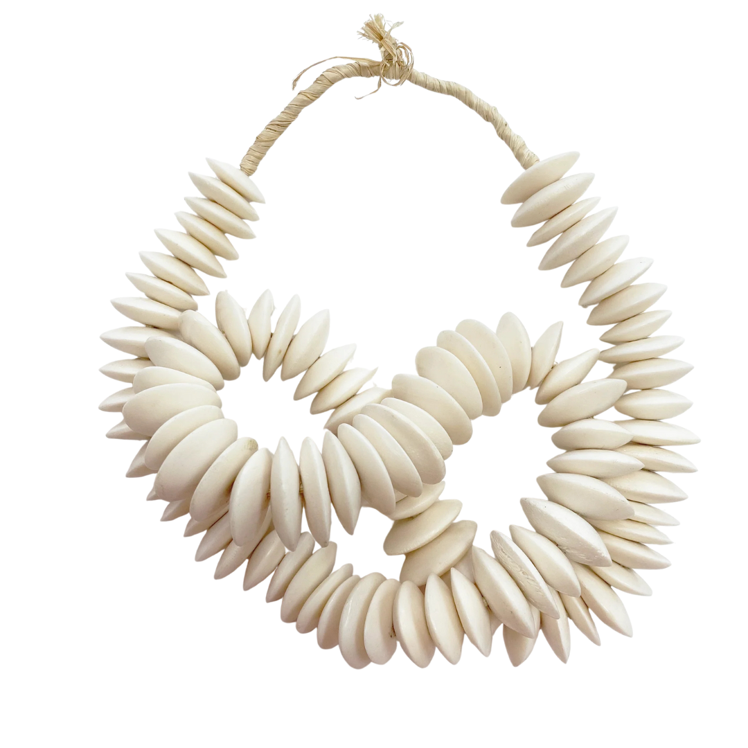 Carved Camel Bone Necklace : White