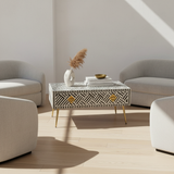 Bone Inlay Rectangular Coffee Table : Cross Cross : Black
