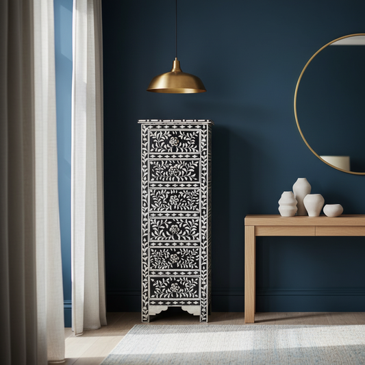 Bone Inaly Tallboy : Floral : Black