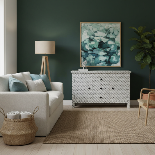 Dyed Bone Inlay Sideboard : Rhombus : Grey