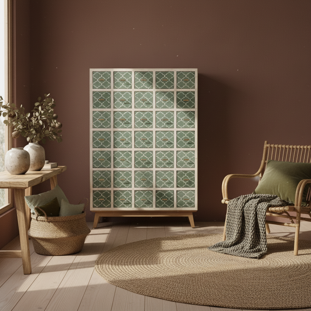 Bone Inlay Apothecary Unit : Quatrefoil : Green