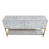 Bone Inlay 4 Drawer Sideboard : Liana : Grey