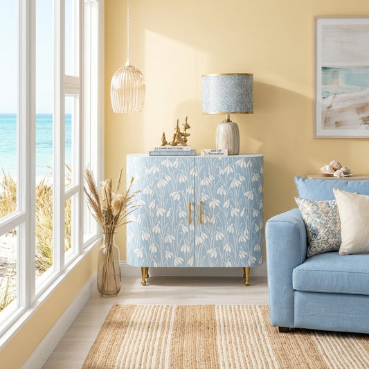 Bone Inlay Cabinet : Snowdrop : Hamptons Blue