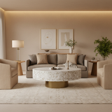 Mother of Pearl Inlay Coffee Table : Floral : White