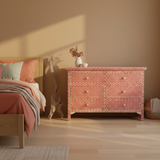 Bone Inlay 6 Drawer Chest : Starburst : Red