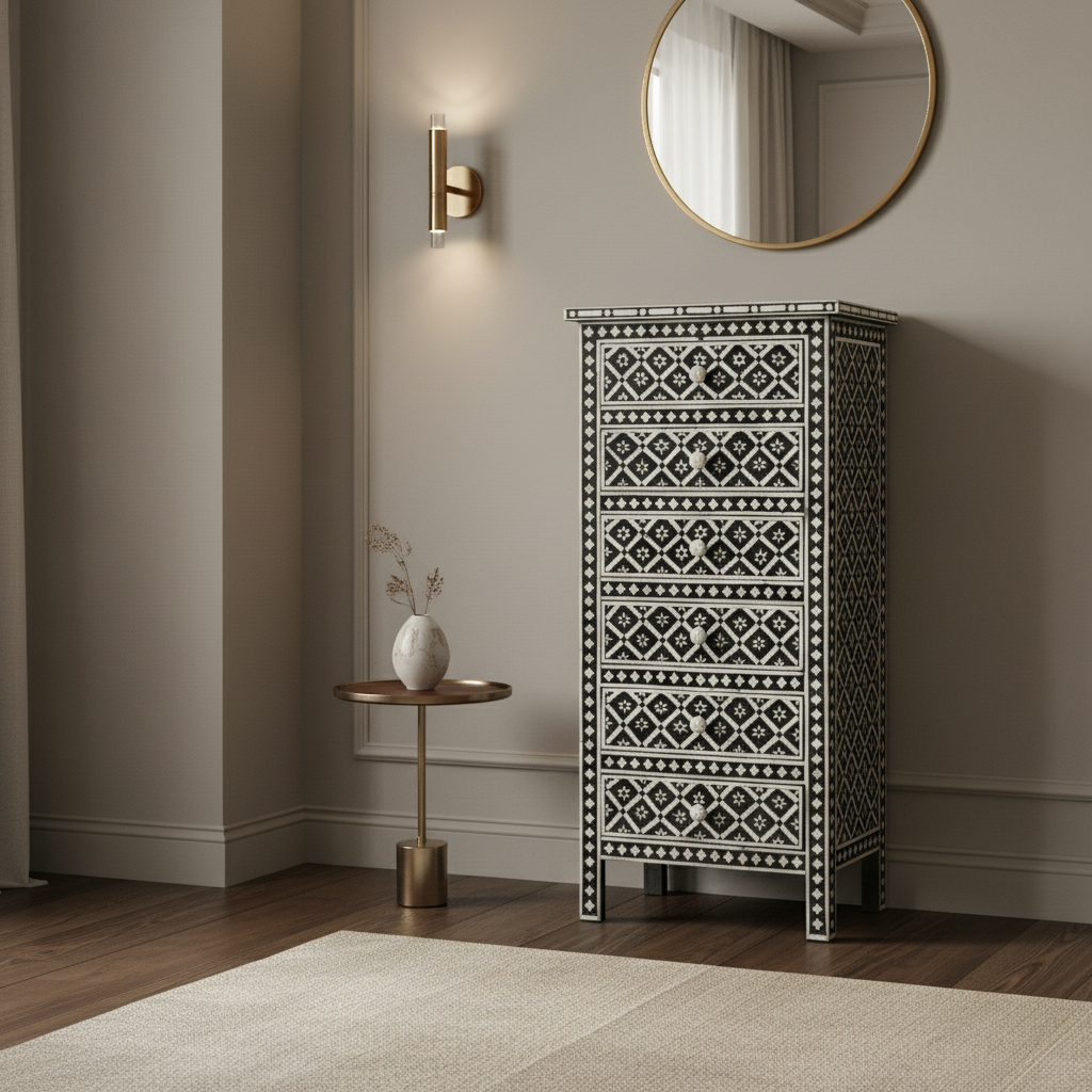 Bone Inlay Tallboy : Ogee : Charcoal