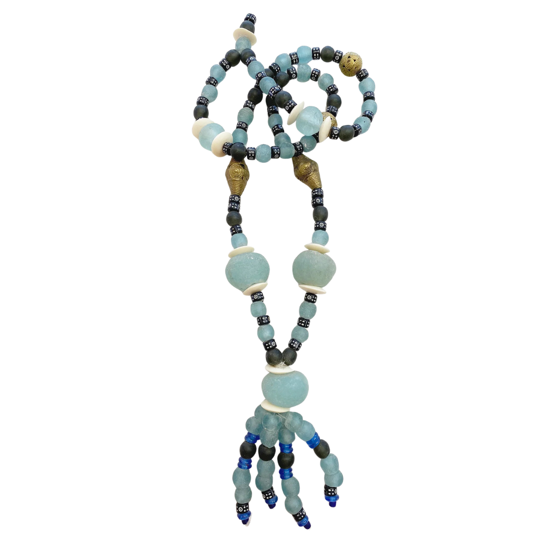 Handmade Recycled Glass & Bone Necklace