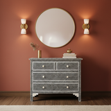 Bone Inlay 4 Drawer Chest : Scallop : Black