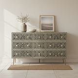 Bone Inlay 9 Drawer Sideboard : Liana : Black